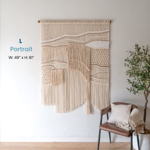 Large Macrame Wall Hanging Art Bohemian Natural Home Decor Beige Macrame Tapestry L-Portrait 49"x61"