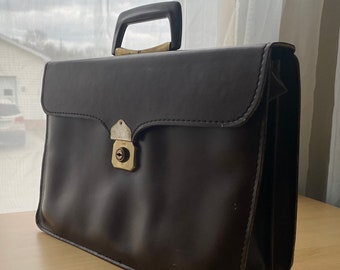 Vintage Cheney England Leather Briefcase | Dark Walnut Brown Folio Bag