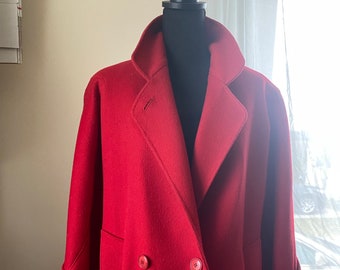 Vintage Red Wool Jacket | Wide Collar, Made in USA