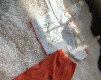 Vintage Knit Toddler Outfit | 1960s Wool Sweater, Pants & Hat Set