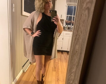 Vintage One Shoulder Black Mini Dress | Low Back Party Dress, XS