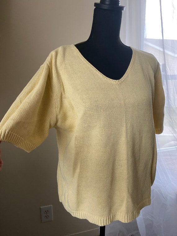 Vintage Christopher & Banks Yellow Short Sleeved … - image 1