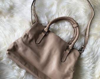 Elliott Lucca Beige Leather Crossbody Bag | Secret Compartments