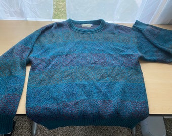 Vintage 90s Alpaca Blend Cardigan | Teal Purple, Made in USA