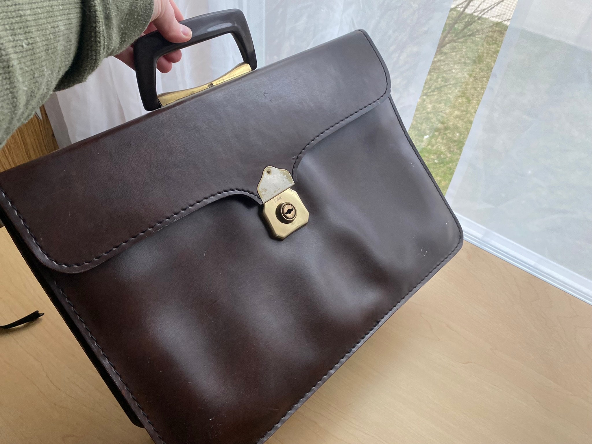 Vintage Cheney England Leather Briefcase | Dark Walnut Brown Folio Bag ...