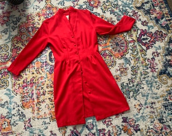 1980s Vintage Red Nehru Jacket | Military Style Blazer, USA Made
