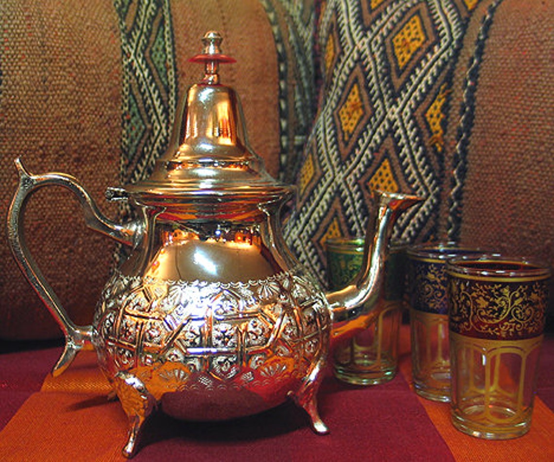 Traditional Moroccan Tea Set With Tea Glasses For Free And Etsy
