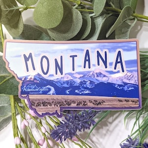 Montana State Sticker // Bellissimo scenario di alci di montagna / Vinile alta qualità / Resistente alle intemperie Adesivo bottiglia d'acqua Laptop Notebook