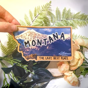 Montana State Sticker // Bridger Mountains Bozeman // Vinilo de alta calidad / WeatherProof Bumper Sticker Botella de agua Portátil portátil