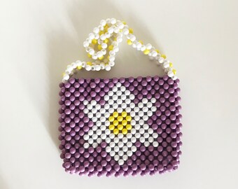 Daisy kraal tas, kraal schoudertas, Vrouwen kraal zak, Kraal Tas, Cadeau voor haar , Vrouwen handtassen