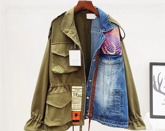 khaki denim trucker jacket