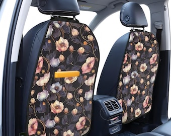 Lot de 2 tapis floraux bohèmes rétro pour l'arrière du siège auto, protection du siège, organisation du rangement, accessoire de voiture familial pour enfants et chiens