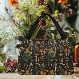 Cottagecore Mushroom Portable Insulated Lunch Bag, Fall Forest Cooler Tote Box, Picnic Food Insulation Bag, Reusable School Or Work Meal Bag