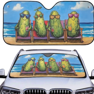 Funny Pickles Car Auto Sun Shade, Cute Summer Cucumber Windshield Sunshade, Pickle Lover Car Decor Gift, Car Accessories, Front Window Cover