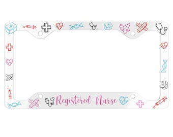 Nurse Car Metal License Plate Frame, RN Graduation Gift Car Decor, License Plate Holder, Car Accessories Gift