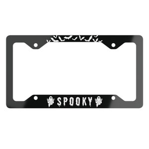 Spooky Bats Car Metal License Plate Frame, Funny Ghost Halloween Car Decor, Cute Gothic License Plate Holder, Car Accessories Gift