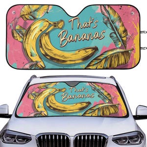 Funny Banana Car Auto Sun Shade, Vintage Retro Fruit Windshield Sunshade, Summer Lover Car Gift, Car Accessories, Front Window Cover