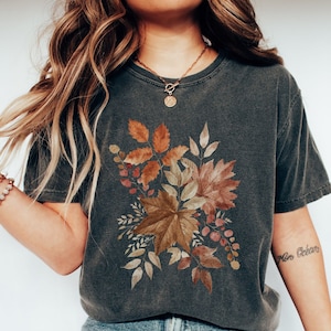 Fall Leaves Shirt, Cottagecore Botanical T-Shirt, Autumn Leaf Tee, Forestcore Hiking TShirt, Gift For Nature Lover