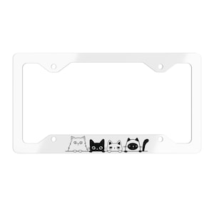 Funny Peeking Cat Car Metal License Plate Frame, Cute Cat Lover Car Decor, License Plate Holder, Car Accessories Gift