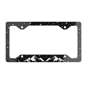 Mountains And Stars Car Metal License Plate Frame, Aesthetic Nature Lover Car Decor, License Plate Holder, Car Accessories Gift