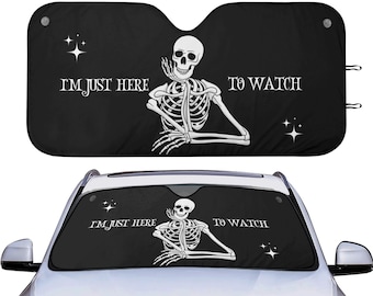 Funny Skeleton Car Auto Sun Shade, Spooky Skull Windshield Sunshade, Summer Lovers Car Gift, Car Accessories, Front Window Cover