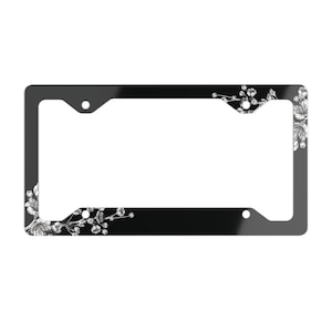 Cottagecore Flower Car Metal License Plate Frame, Simple Aesthetic Botanical Floral Car Decor, License Plate Holder, Car Accessories Gift