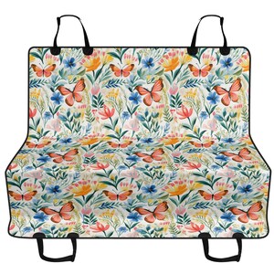 Butterfly Floral Garden Car Pet Seat Cover, Cute Back Car Seat Cover, Dog Hammock For Back Seat, Car Seat Protector, Gift for Dog Owner