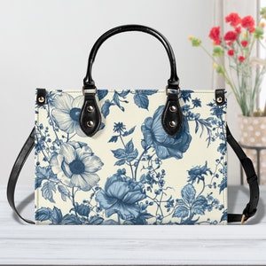 Boho Blumen Frauen PU Leder Handtasche, Natur Botanische Vegan Leder Gurt Tasche, Boho Cottagecore Crossbody Reisetasche, Geschenk für sie