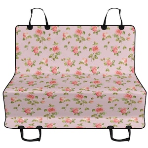 Coquette Rose Floral Car Pet Seat Cover, Cottagecore Back Car Seat Cover, Dog Hammock For Back Seat, Car Seat Protector, Gift for Dog Owner