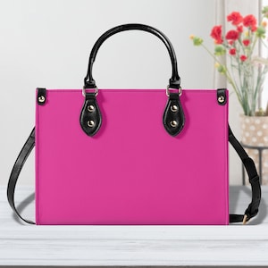 Pulsierende rosa Frauen PU-Leder-Handtasche, vegane Lederriemen-Tasche, niedliche ästhetische Crossbody Trendige Reisetasche, Geschenk für sie