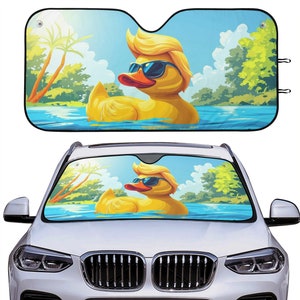 Trump 2024 Yellow Duck Car Auto Sun Shade, Funny Toy Rubber Duck Windshield Sunshade, Summer Car Decor Gift, Front Window Cover