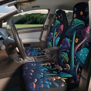 Dark Mushrooms Set Of Two Front Car Seat Covers, Fairy Tale Seat Covers For Women, Seat Cover Vehicle, Car Seat Protector, Car Decor Gift