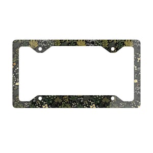 Forest Green Car Metal License Plate Frame, Witchy Nature Botanical Floral License Plate Holder, Car Accessories Gift