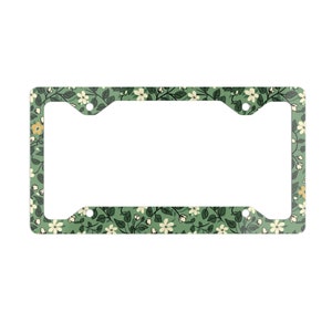 Cottagecore Forest Flower Car Metal License Plate Frame, Hippie Floral License Plate Holder, Cute Car Accessories Gift, Mother&#39;s Day Gift