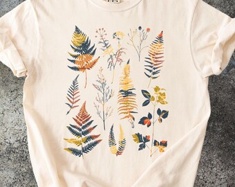 Vintage Fern Forest Comfort Colors Shirt, Witchy Botanical Leaf T-Shirt, Nature Forestcore TShirt, Gift For Her