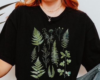 Vintage Fern Forest Comfort Colors Shirt, Witchy Botanical Leaf T-Shirt, Nature Forestcore TShirt, Gift For Her