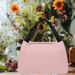 Baby Pink Portable Insulated Lunch Bag, Cute Handy Cooler Tote Box, Picnic Food Insulation Bag, Reusable School Or Work Meal Bag