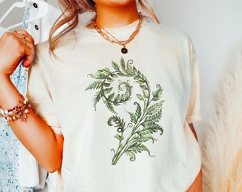 Witchy Fern Leaf Comfort Colors Shirt, Forest Botanical T-Shirt, Gardening Tee, Botanist Shirt, Nature Lover TShirt, Gift For Gardener