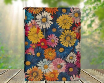 Hippie Blume PU Vegan Leder Bibel Buchhülle mit Reißverschluss, Ästhetische Bibel Hülle, Christliches Geschenk, Blumen Bibel Hülle, Buch Liebhaber Geschenk