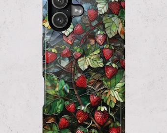 Retro Strawberry Fruit Magsafe iPhone Cases, Cottagecore Fruit Phone Accessories, Protective Phone Cover, iPhone 17 16 15 14 13 Pro Max Case