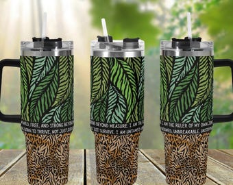 Positive Affirmation 40oz Stainless Steel Tumbler, Tiger Forest Inspirational Quote Drink Cup, Large Coffee Travel Mug, Cute Tumbler Gift