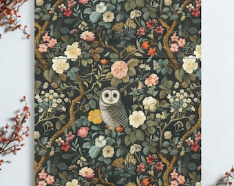 Cottagecore Owl Forest Bokfodral Bokomslagsskydd med dragkedja, Blommigt bokskyddande omslag, Bokficka, Bokväska, Bokgåvor