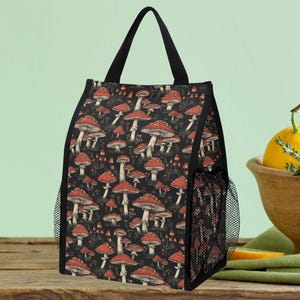Mushroom Forest Portable Insulated Lunch Bag, Cute Handy Lunch Storage, Camp, Picnic Food Insulation Bag, Reusable School Or Work Meal Bag
