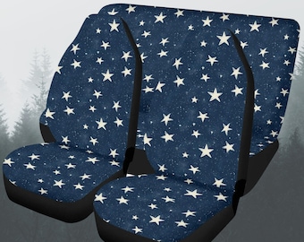 Starry Sky Seat Covers Full Set, Midnight Star Front And Back Seat Covers For Vehicle, Steering Wheel Cover, Car Decor Gift