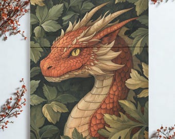 Retro Dragon Floral Sleeve Book Cover Protector with Zipper, Mystic Dragon Book Protective Cover, Book Pouch, Book Bag, Bookish Gifts