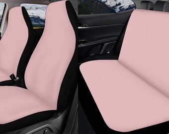 Baby Pink Car Seat Covers Full Set, Cute Pink Front And Back Seat Covers For Woman, Seat Covers For Vehicle, Steering Wheel Cover, Car Gift