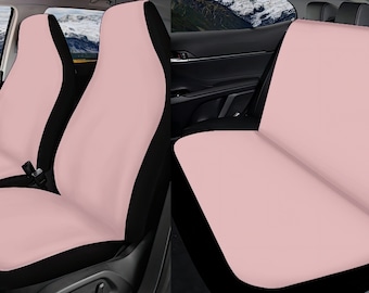 Baby Pink Car Seat Covers Full Set, Cute Pink Front And Back Seat Covers For Woman, Seat Covers For Vehicle, Steering Wheel Cover, Car Gift