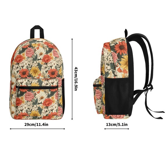 Vintage Floral Polyester Backpack, Retro Botanical Flower  display picture 1