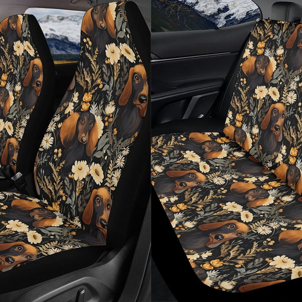 Wiener Dog Woof Woof Dachshund Pattern Print Universal Fit Car Seat Cover main image 0
