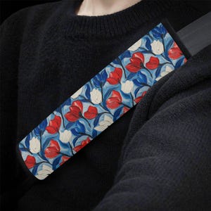 Tulip Flower Car Seat Belt Covers, Retro Boho Floral Seat Belt Strap Cover, Car Seat Belt Pad, Car Accessories Car Decor Gift